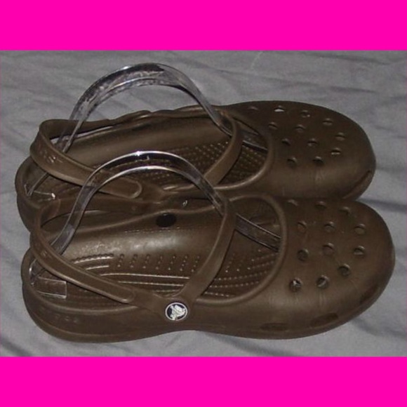 CROCS Shoes - Crocs Brown Double Strap Slingback Sandal Clog 10